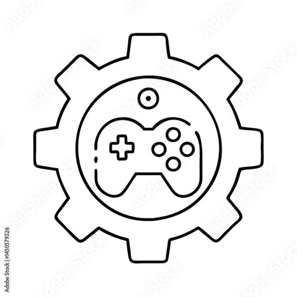Fototapeta game settings gear icon, game settings gear line art - simple line art of game settings gear, perfect for game settings gear logos and icons