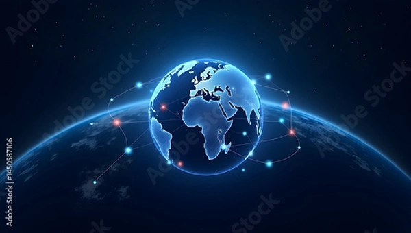 Fototapeta Glowing Earth network from space illustration