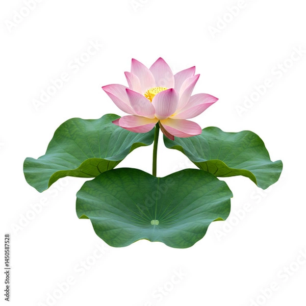 Fototapeta Pink  Lotus Flower with Dew Drops Pure White Background,  PNG Perfect for Wellness, Spa, & Nature Designs