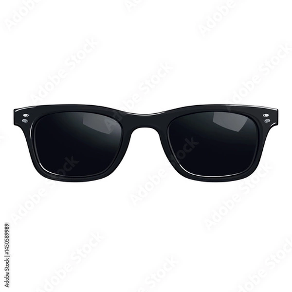 Obraz Black sunglasses isolated on a white background, PNG  cutout, clipart illustration with simple gradients, vector art style on a flat white background, die-cut sticker design. And transparent the backg