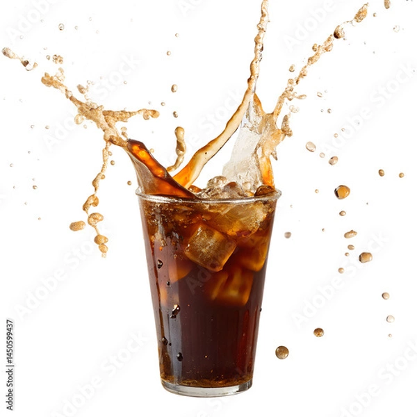 Obraz Iced Coffee Splash Isolated on Transparent Background

