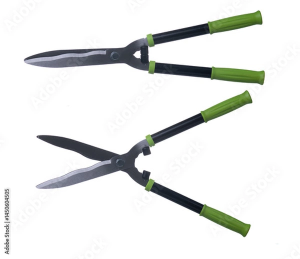 Fototapeta Gardening Scissors Isolated on White Background. Tool for Trimming Bushes and Trees