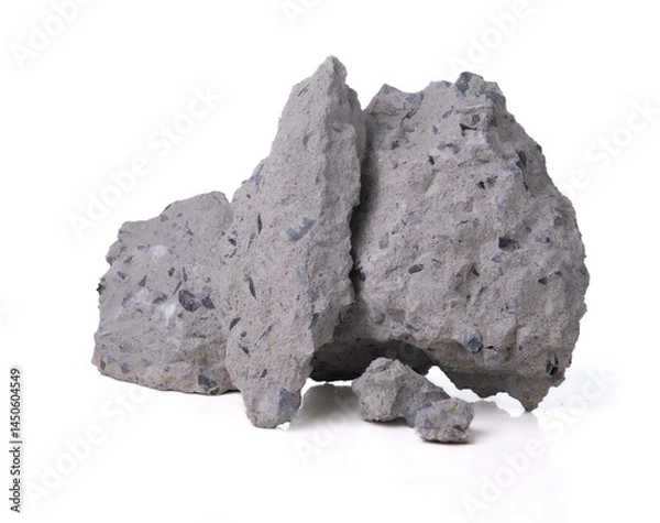 Fototapeta Concrete rubble broken, Broken concrete slabs isolated on white background