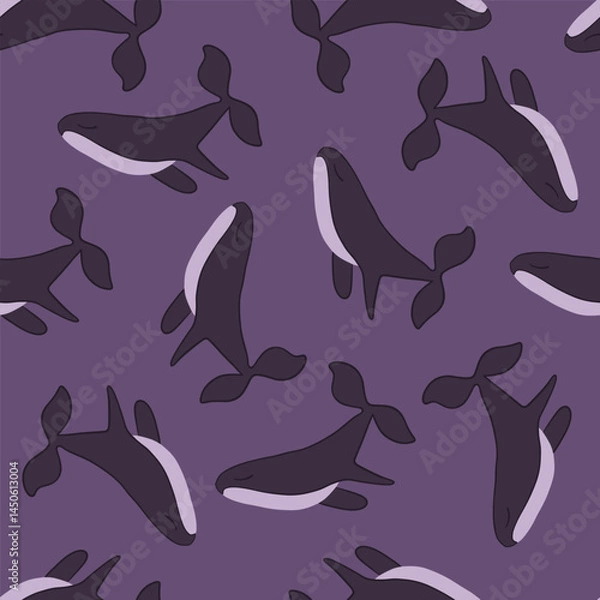 Fototapeta Vector isolated illustration of a pattern with whales.