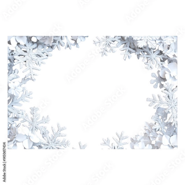 Fototapeta Snowflakes frame in corners isolated on transparent background