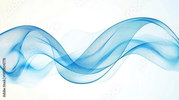 Fototapeta Abstract Blue Wave Flow Background ,Minimalist Design With Dynamic Wavy Lines On White background