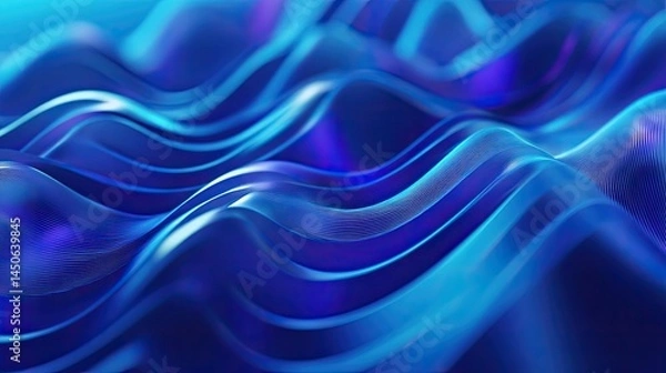 Fototapeta Blue ink in water on a white background ,Electricity flowing in smooth blue abstract wave , Abstract neon sound waves with black background 