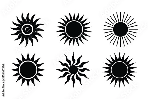 Obraz Set of Sun silhouette vector, Sun vector illustration