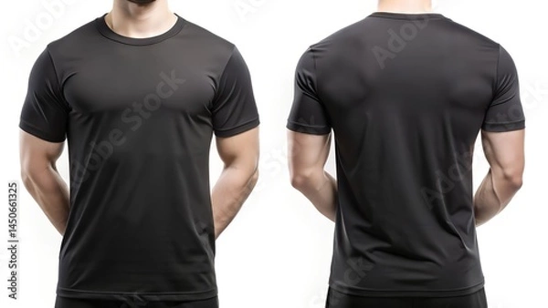Obraz fitted black athletic t shirt front and back view