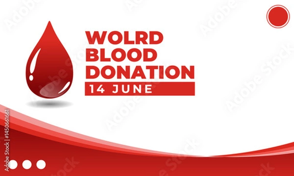 Obraz Vector poster design for World Blood Donation Day, celebrated on 14 June. Simple, clean layout with red tones, blood drop icons, and healthcare elements to raise awareness and encourage voluntary