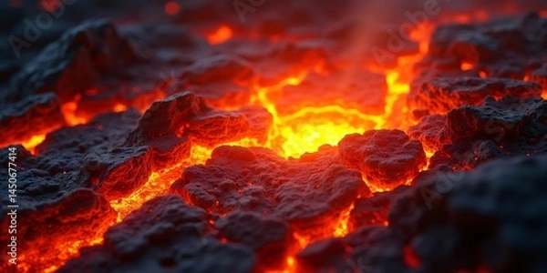 Fototapeta An abstract black background with overflowing lava waves	
