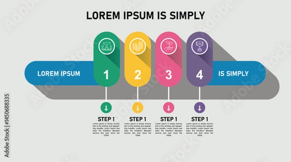 Fototapeta Business Concept Infographic Options vector image, Four-Step Business Process Infographic with Icons