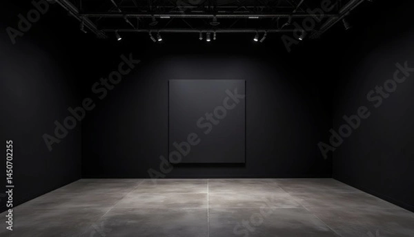 Fototapeta A large empty room with lights on the wall