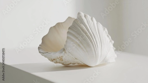 Obraz Elegant white seashell resting on a pristine surface in minimalistic style