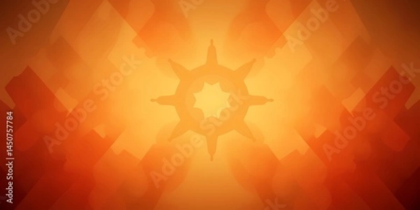 Fototapeta Abstract orange and yellow kaleidoscope pattern with soft glowing light in the center