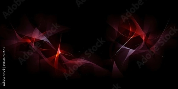 Fototapeta Abstract dark background with red and white geometric shapes and glowing light effects