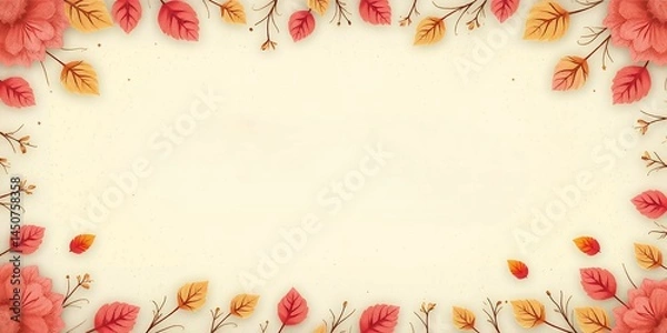Fototapeta A teacher's day design with floral and leaf border on a light cream colored background