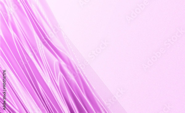 Fototapeta Soft pink silk fabric draped elegantly on a pink background, creating smooth waves and folds with copy space.