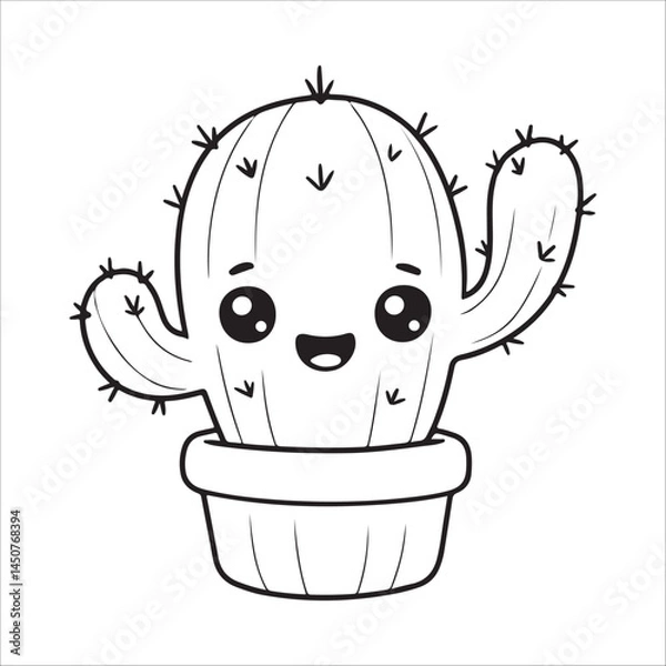 Obraz Cute Hand drawn cartoon cactus vector illustration