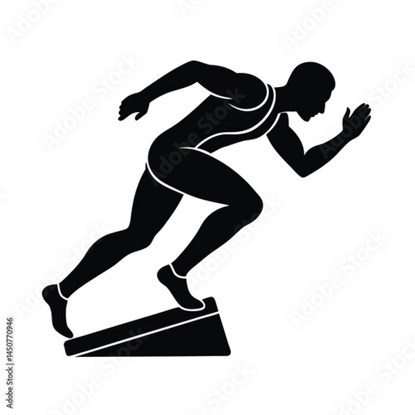 Obraz sprinter taking from starting block line art