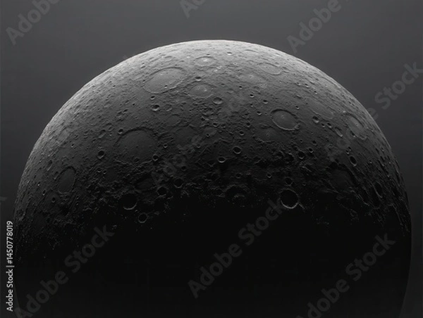 Fototapeta Dramatic close up of a celestial body showcasing intricate surface details craters and textures against a dark background creating a cosmic and mysterious atmosphere