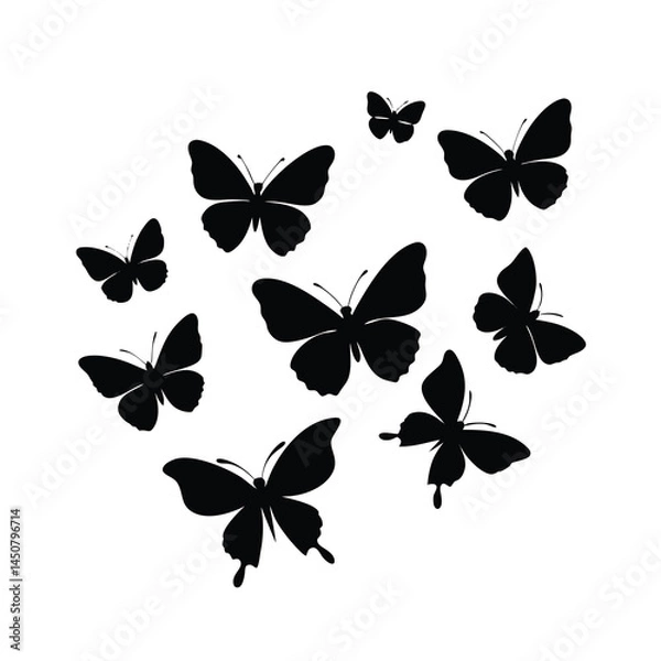 Obraz Silhouette Design of Flying Butterflies