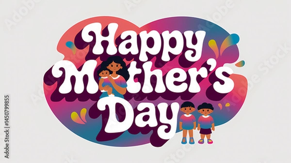 Fototapeta Happy mothers day greeting card template, abstract background, graphic design illustration wallpaper 