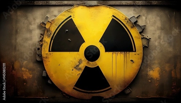 Obraz nuclear radiation warning symbol on grunge wall background