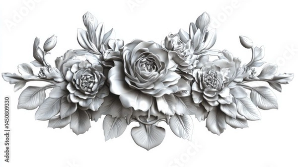 Fototapeta Design of floral vignette illustration isolated on white background