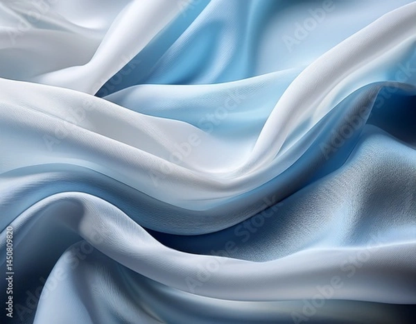 Fototapeta white flowing fabric with soft wrinkles and subtle blue undertones create a serene and textured surface