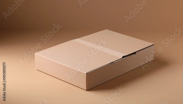 Obraz realistic sliding box mockup 3d rendered blank cardboard box on soft colored background for product display