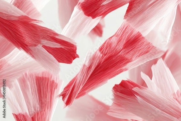 Fototapeta Abstract Depiction of Glowing Meat Fiber Strands in Vibrant Hues Against a White Background