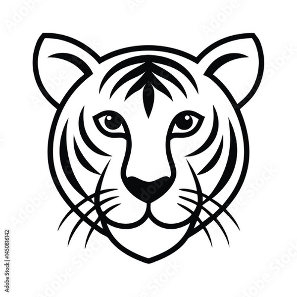 Fototapeta tiger face symmetrical bold vector line art