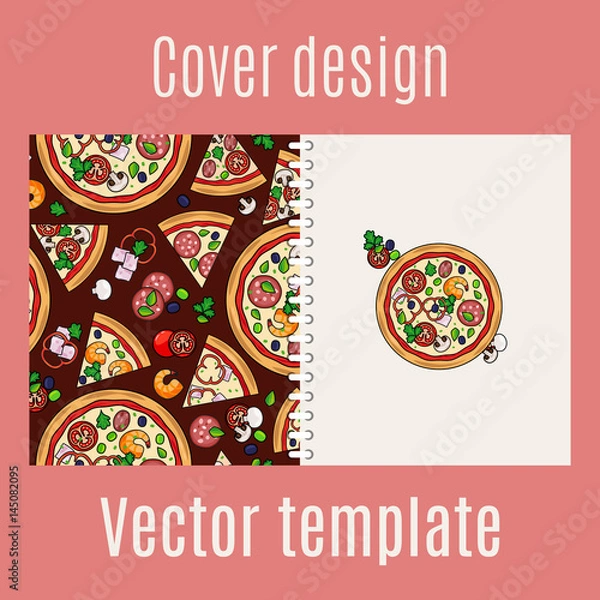 Fototapeta Cover design with pizza pattern