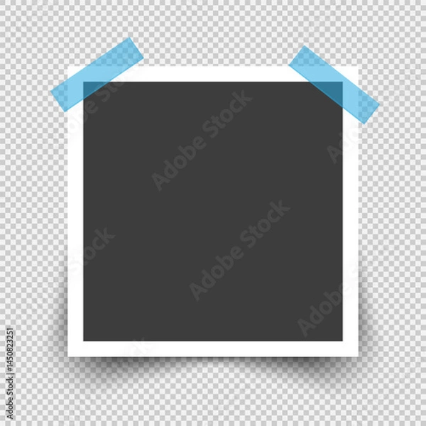 Fototapeta Empty white photo frame, set realistic photo card frame mockup with shadow. vector illustration