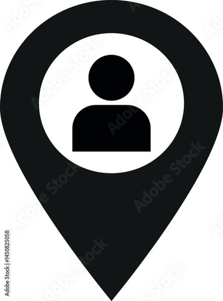 Fototapeta User location map pin icon . Map pointer with user icon . Person location icon . Vector illustration
