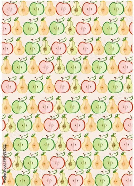 Obraz Seamless fruit pattern - apple and pear fruit illustration