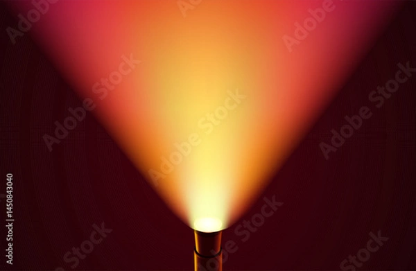 Fototapeta Vector orange bottom spotlight with soft yellow and red shades on dark background