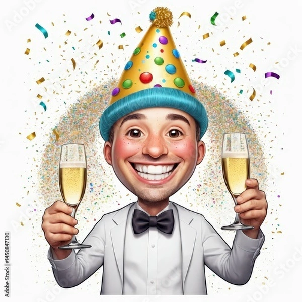 Fototapeta Joyful celebration with confetti and sparkling drinks at a festive gathering