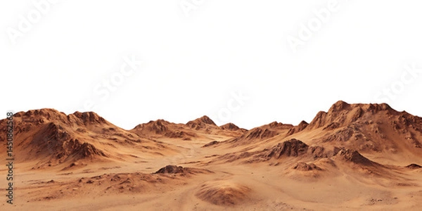 Obraz mars planet landscape with sand and rocky mountains isolated on white background PNG