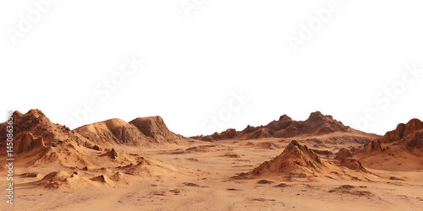 Obraz mars planet landscape with sand and rocky mountains isolated on white background PNG