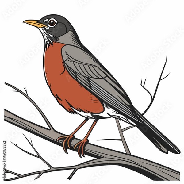 Obraz The American Robin (Turdus migratorius) is a medium-sized songbird native to North America