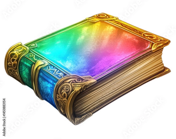 Fototapeta Colorful Enchanted Book with Elaborate Golden Bindings and Cover