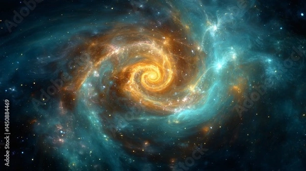Fototapeta A breathtaking swirling galaxy of celestial beauty, an expansive universe of nebulas and stars. Captivating cosmic dance, and a testament to the universe's vastness and wonder. 