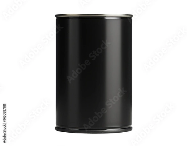 Obraz blank black metal tin can isolated on white or transparent png