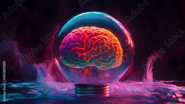 Fototapeta Glowing Brain In Transparent Sphere