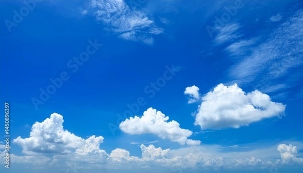 Obraz blue sky with white clouds vertical background