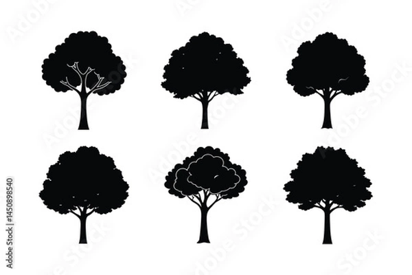 Obraz set of trees silhouettes