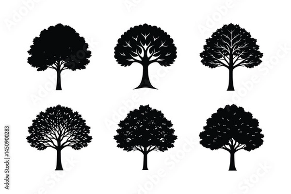 Obraz set of trees silhouettes