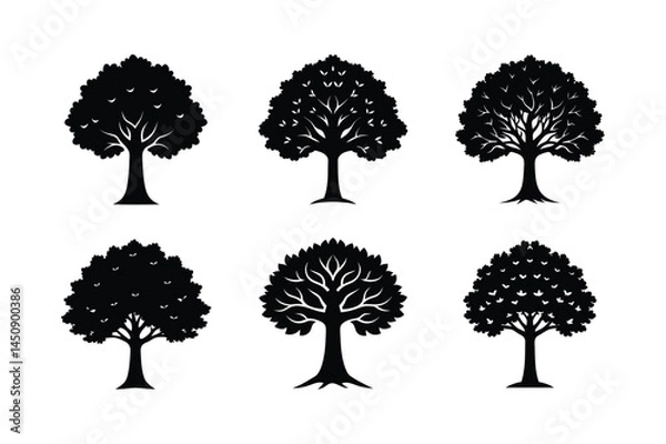 Obraz set of trees silhouettes